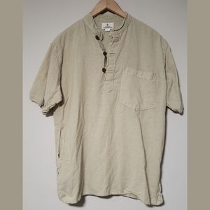 Ark Imports Men's khaki shirt. 100% cotton. Made in Nepal